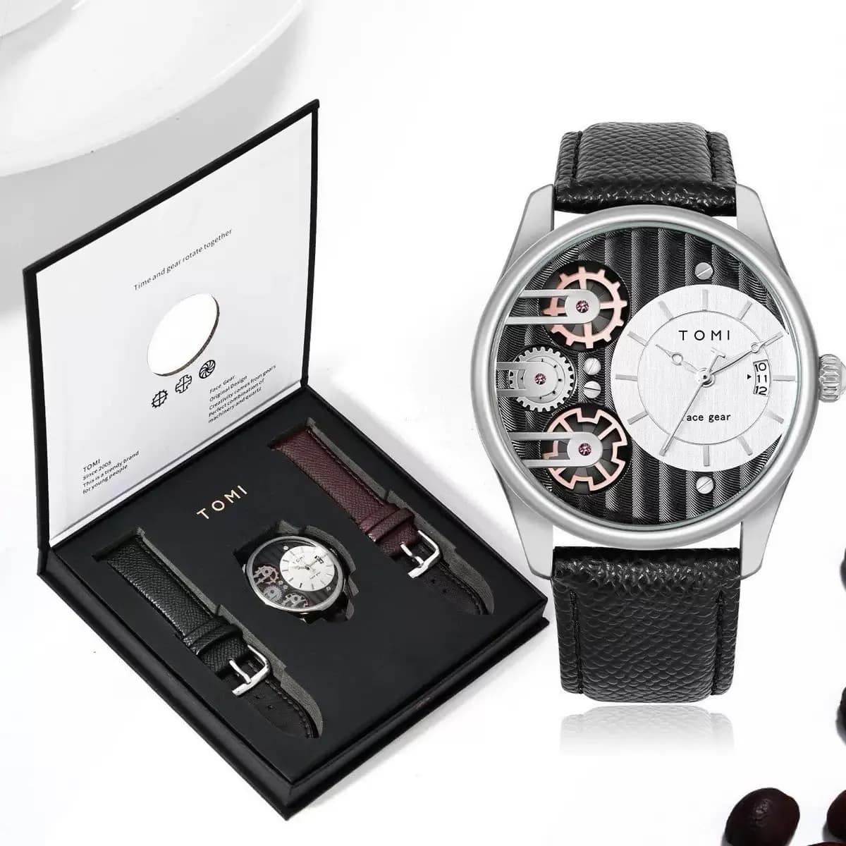Tomi wrist watch with double strap