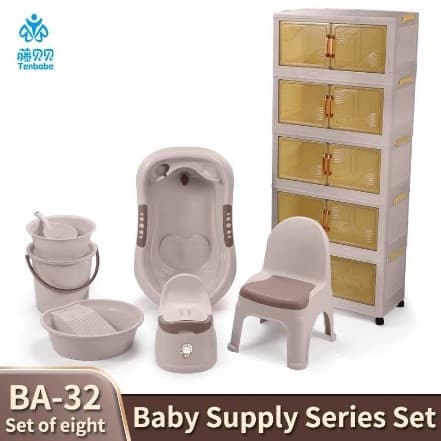 Infant Bathtub Set with Storage Cabinet